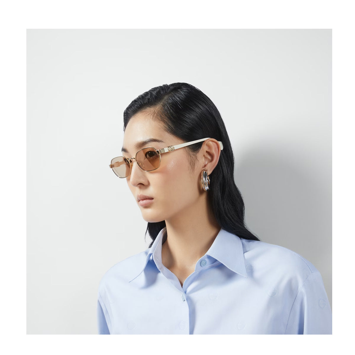 Gucci GG1593S LINE GG LOGO 002 Oro Acetate/ Metal Occhiali Sole