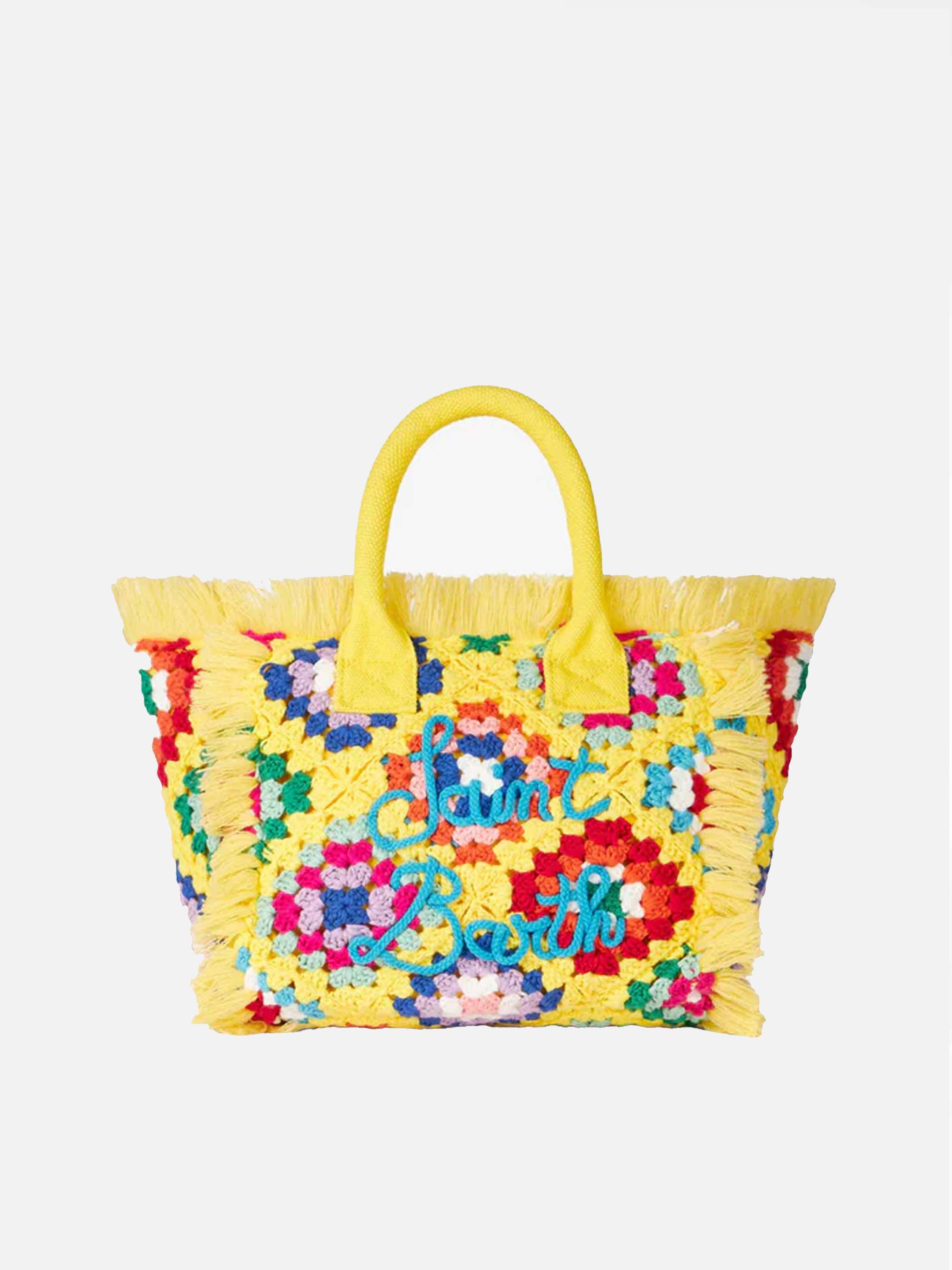 Colette Crochet Handbag With Fringes Yellow Bag