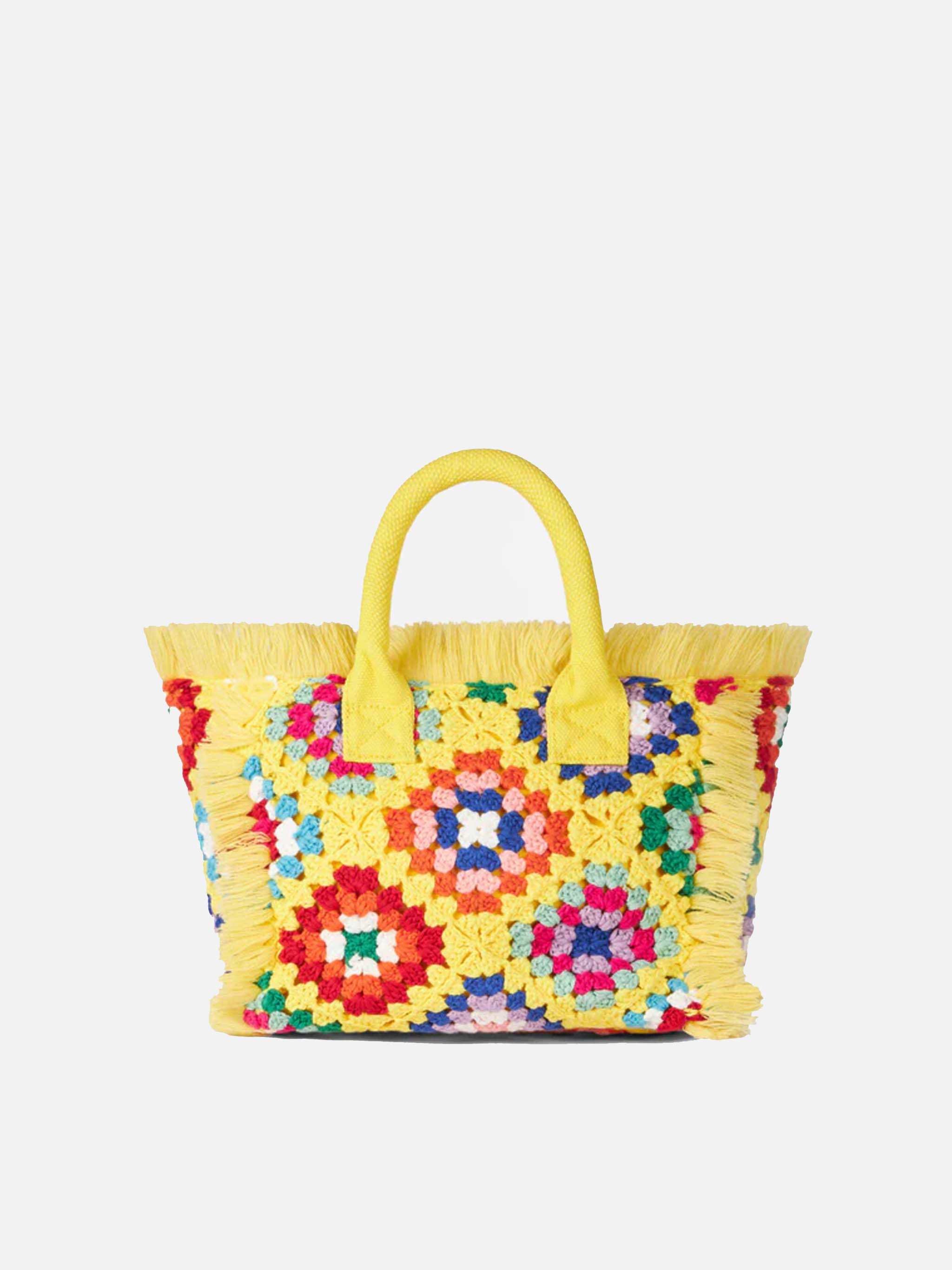 Colette Crochet Handbag With Fringes Yellow Bag