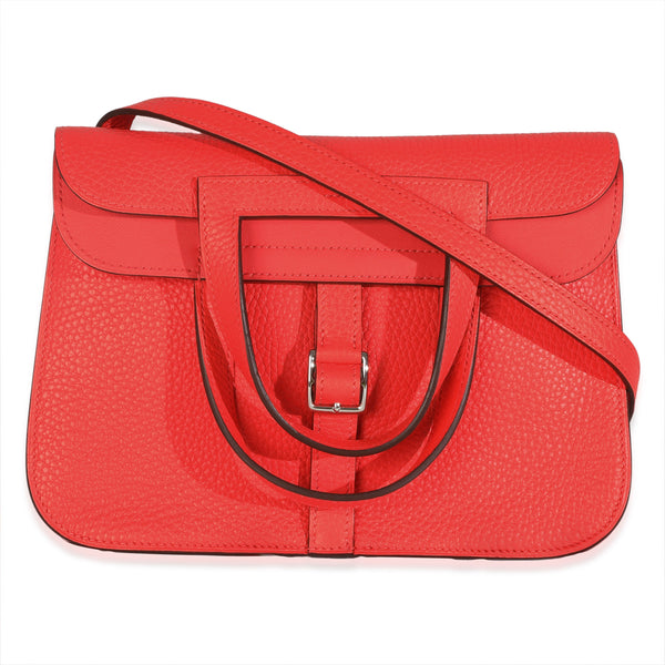 Hermès Rose Texas Clemence Halzan 25 Phw Pink Leather Handbag Bag