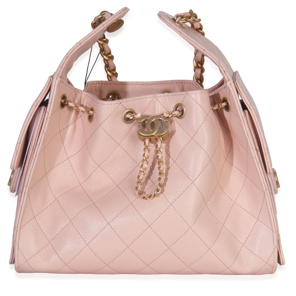 Chanel Pink Quilted Caviar Small 25 Hobo Handbag Leather