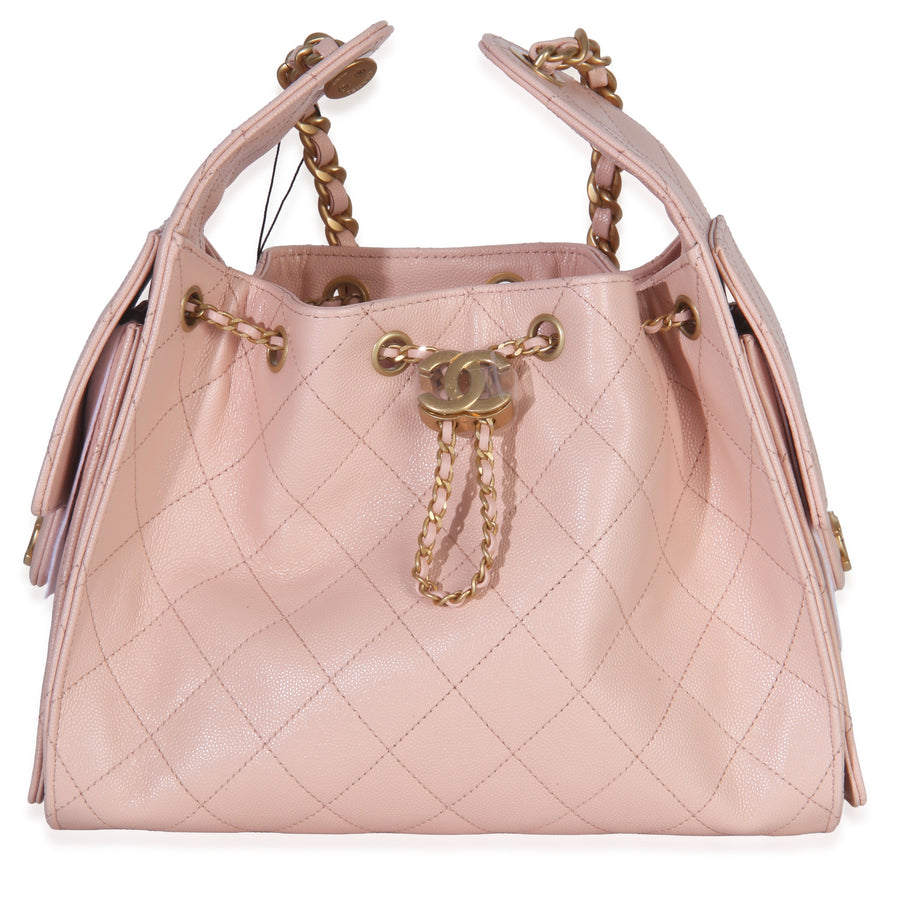 Chanel Pink Quilted Caviar Small 25 Hobo Handbag Leather