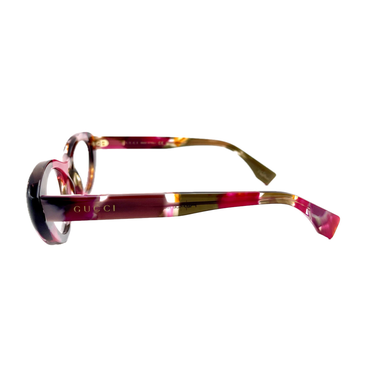 Gucci GG1749O RE-ACE Lettering 002 Havana Trasparent Multicolore Recycled Acetate Occhiali Da Vista